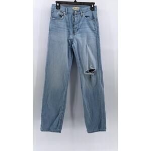 MADEWELL Women's Light Wash Distressed Low-Slung Straight Jeans SZ 24